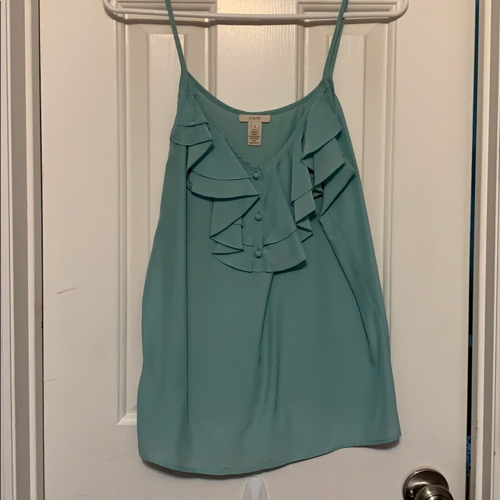 J.Crew Turquoise Ruffle Tank